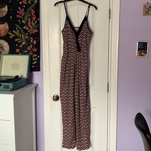 Pink and White Patterned Romper. Size L.